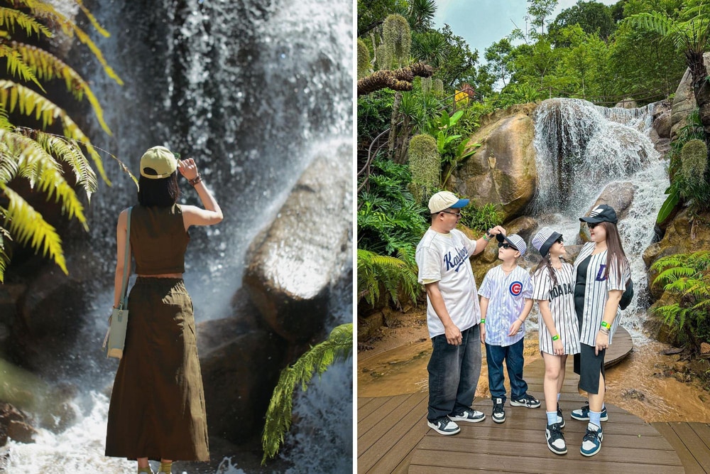 Đứng dưới chân thác, tạo dáng đơn giản là có ngay bức ảnh đẹp mang về